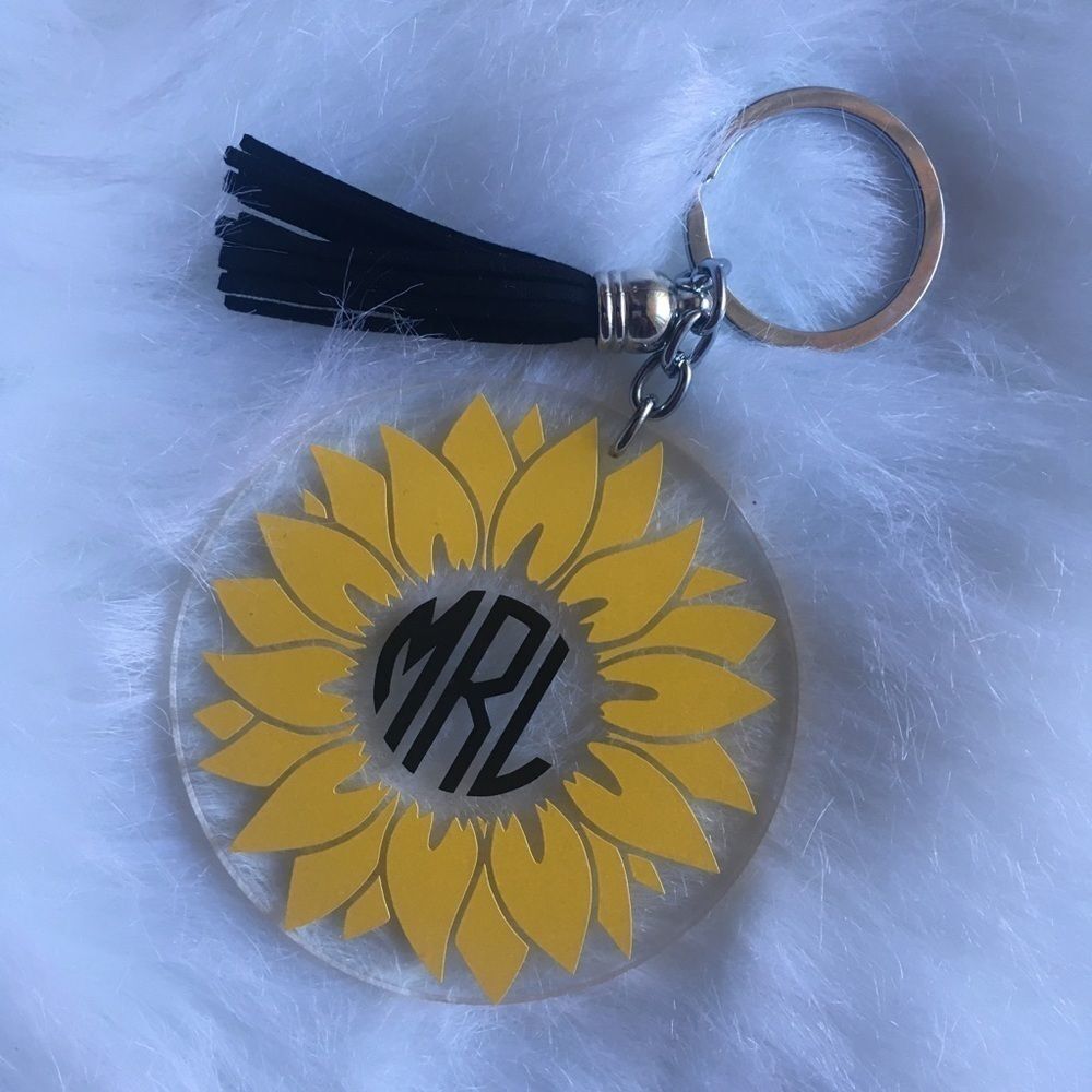 Monogram Sunflower Keychain - Picture 4 of 6